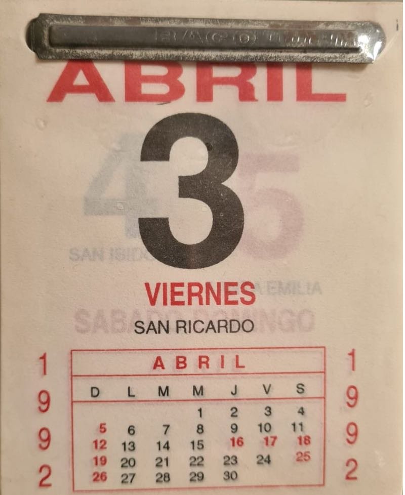 Calendario exfoliador 1998
